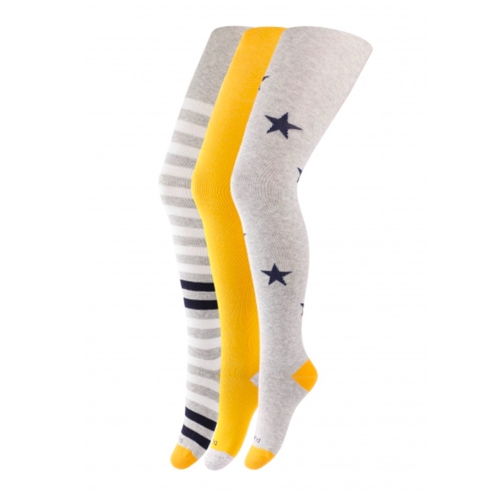 Playful Gray and Yellow Tights with Fun Patterns
